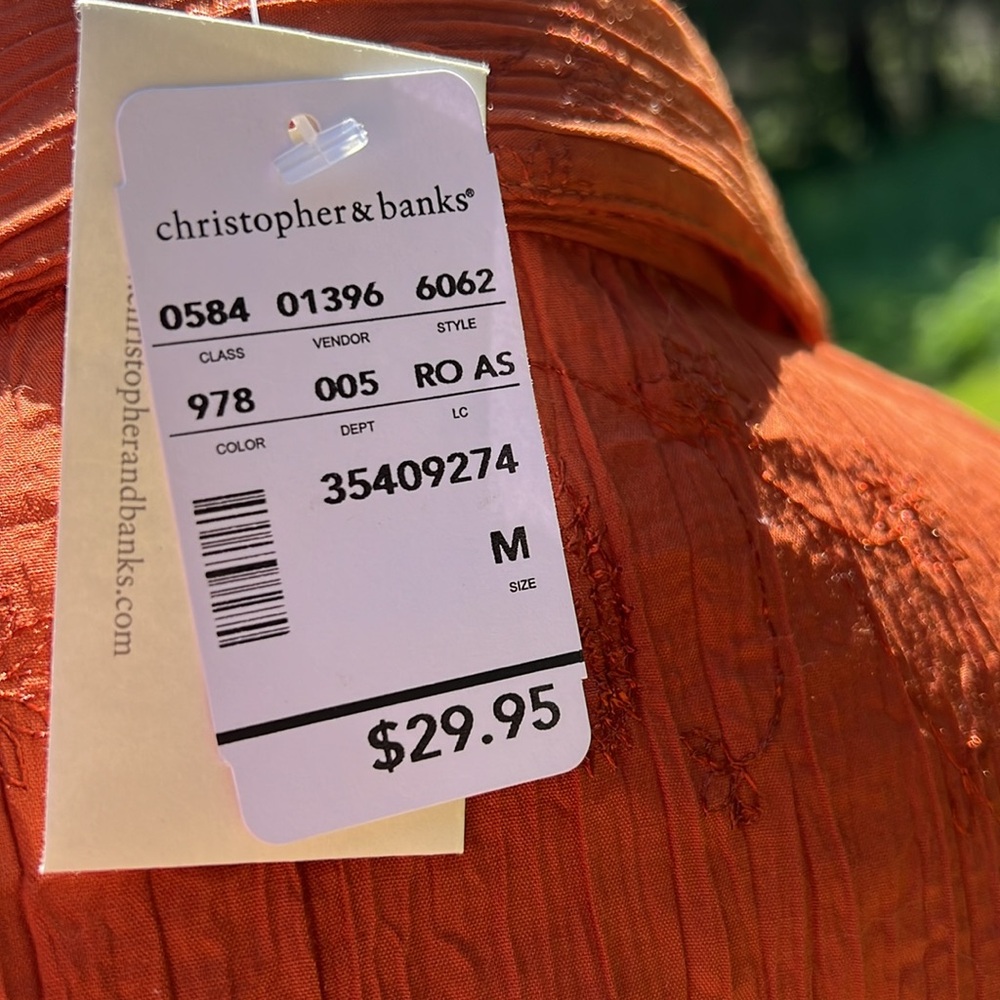 Christopher & Banks size med rust color button down, top three-quarter sleeve - Picture 12 of 15